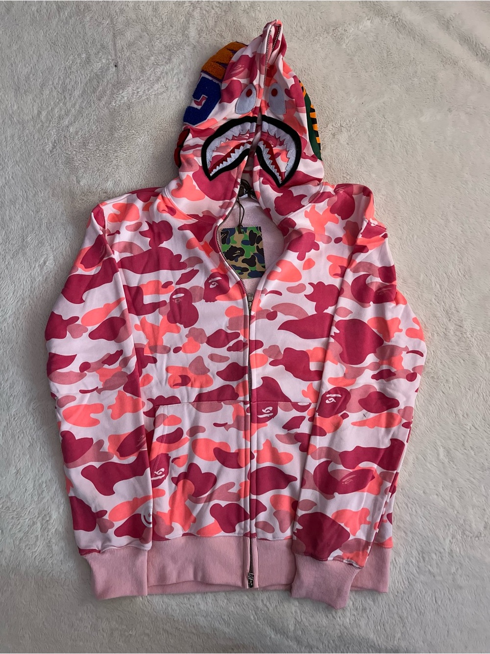 Bape Pink Camo Zip-Up Hoodie - Size M